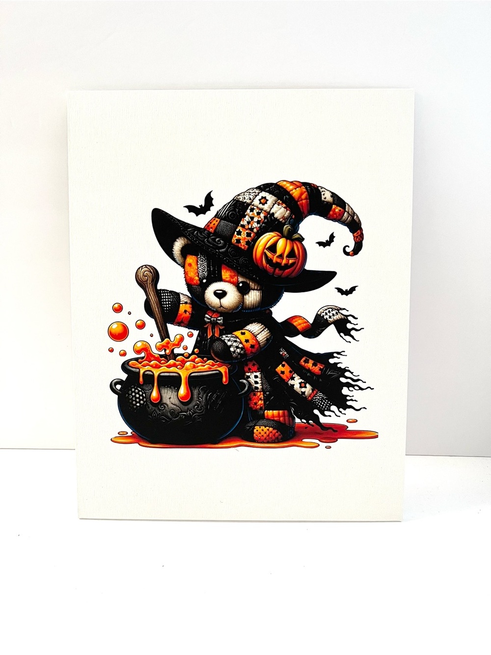 Halloween Witch Bear Canvas Art 11x14